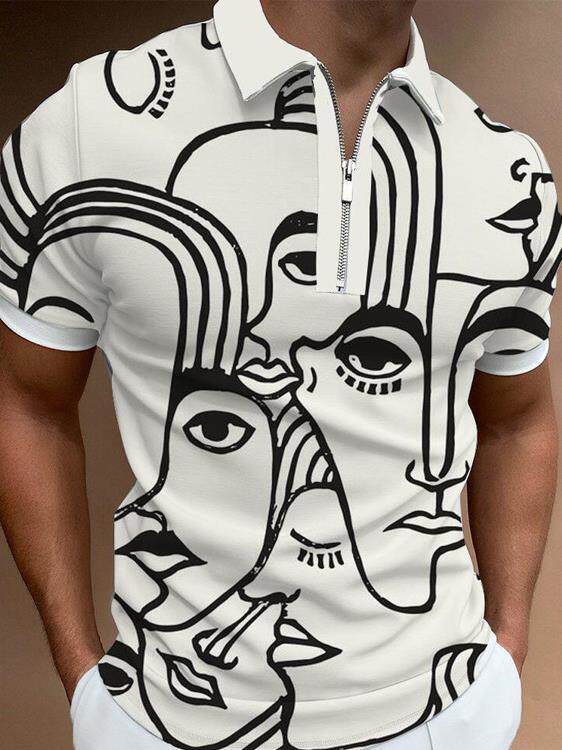 外贸男装2023欧美新款休闲印花男士POLO衫宽松上衣潮Men T-Shirt