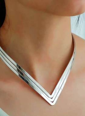 欧美假领子女项链金属V型项圈 women metal necklace jewelry