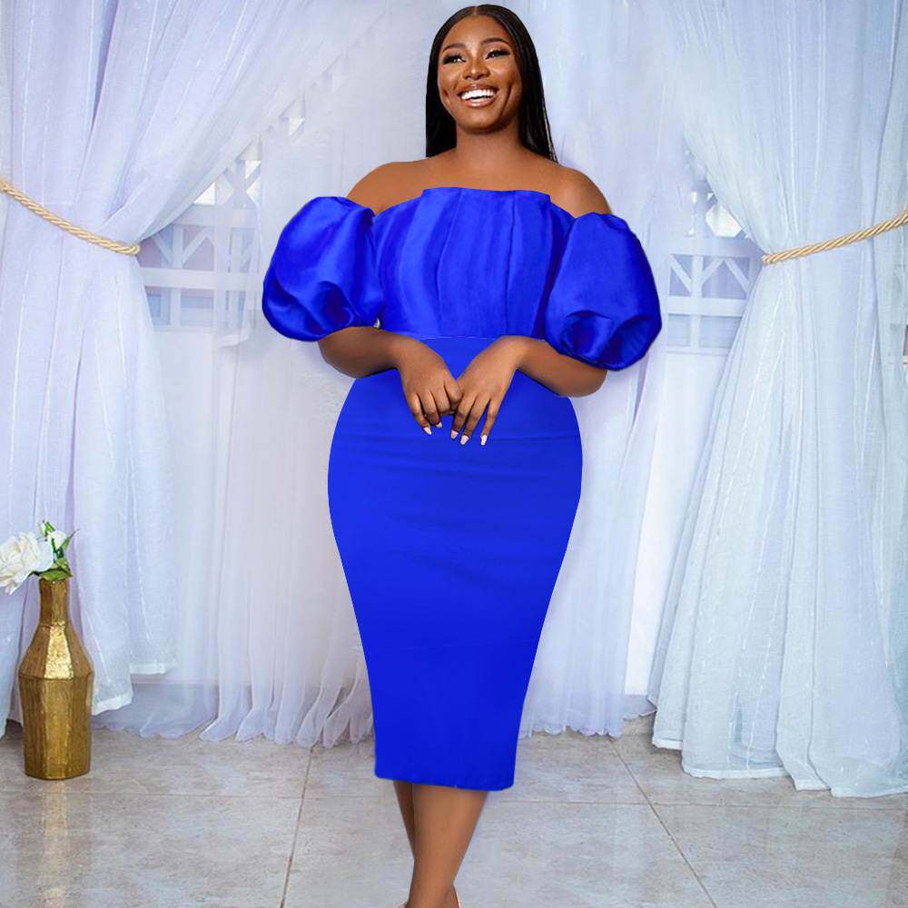 2022欧美新款大码一字肩性感抹胸连衣裙女Sexy Party Dress Women