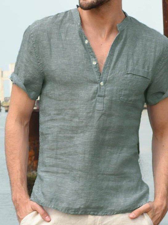 men's t-shirt 2023夏季新品立领男短袖衬衫欧美潮流休闲男士