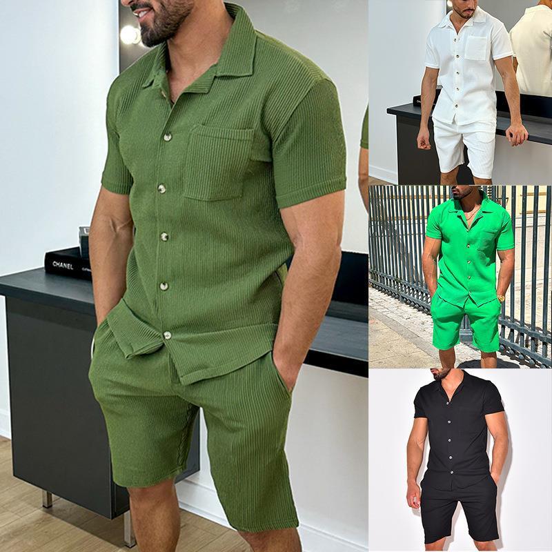 Fashion and versatile short sleeved shorts casual sets男套装