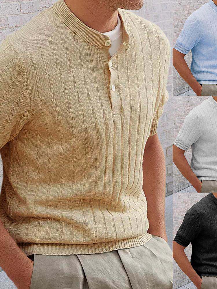 2023夏季欧美肌肉男士大码短袖polo衫翻领修身针织T恤Men T-Shirt