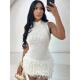Women Beach Sexy Dress Tassel Sleeveless Vacation Clubwear