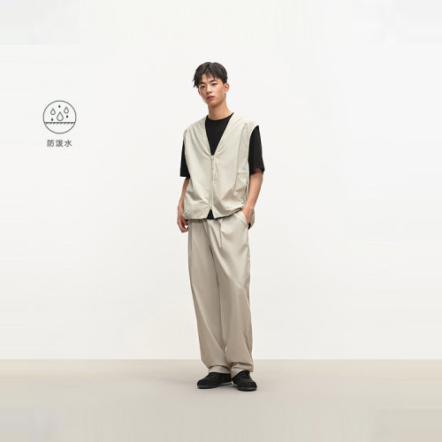MODE COMMUTER| MC细格纹防泼水梭织轻薄干爽无领梭织马甲