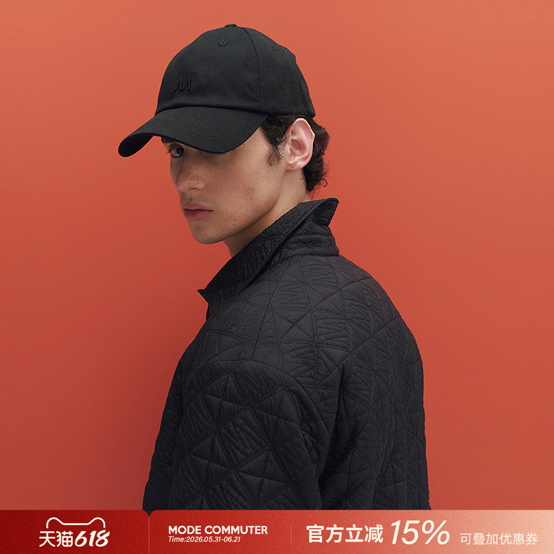 MODE COMMUTER | MC高密尼龙混纺经典翻领四合扣开襟绣花棉服