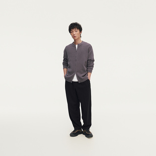 MC绒感混纺纱线肌理感亲肤圆领开襟线衫 MODE COMMUTER