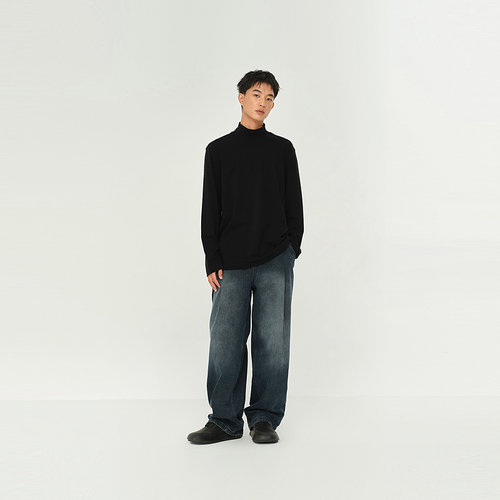 MODE COMMUTER | MC混纺螺纹针织抗皱不易变形保暖高领长袖T恤