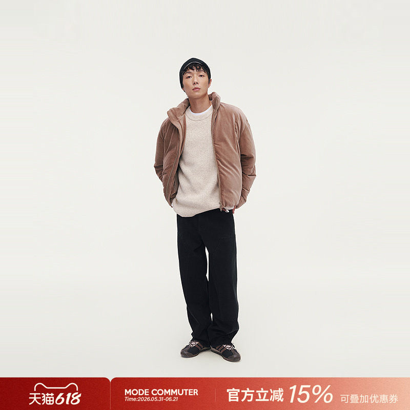 MODE COMMUTER | MC灯芯绒针织抗静电舒适保暖分割立领短款羽绒服