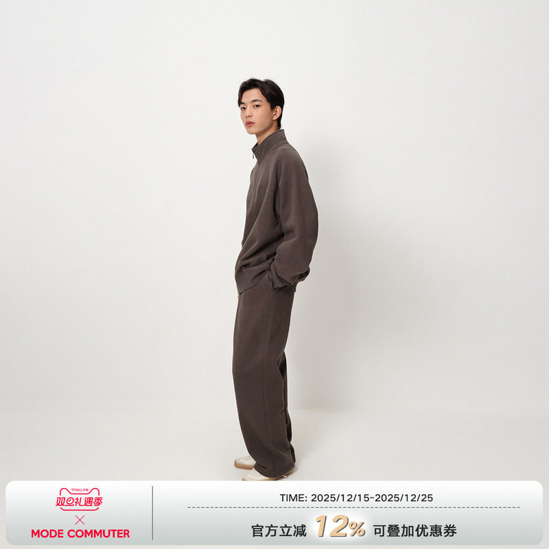 MODE COMMUTER| MC重磅拉绒卫衣针织重磅抓绒插肩袖立领卫衣