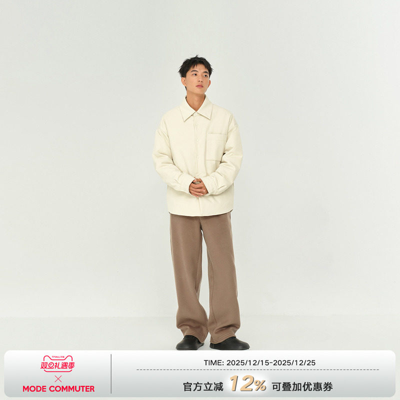 MODE COMMUTER | MC凹凸坑条混纺肌理感翻领短款保暖设计感羽绒服