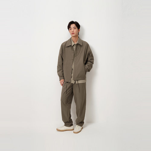 MODE COMMUTER| MC斜纹全橡筋腰休闲斜插袋锥型梭织长裤