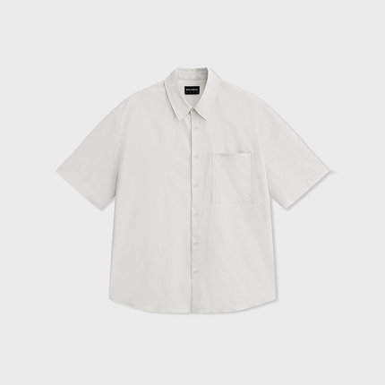 MODE COMMUTER| MC三醋酸经典翻领贴袋弧摆休闲短袖衬衫