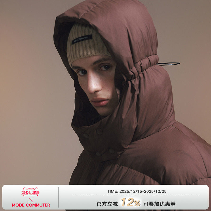 MODE COMMUTER | MC尼龙压光轻薄梭织休闲简约连帽短款羽绒服