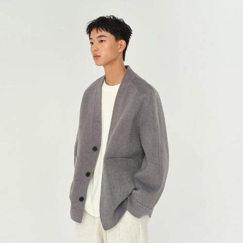 MODE COMMUTER | MC绵羊毛驼绒混纺绒软V领羊毛羊驼混纺大衣