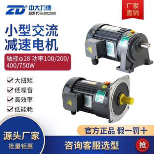 ZD中大电机 小型齿轮减速单三相轴径28刹车异步马达 箱体卧立式