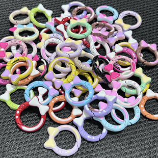 手工DIY配件手绘蝴蝶结彩色弹簧扣手机链浅色弹簧圈钥匙扣连接环