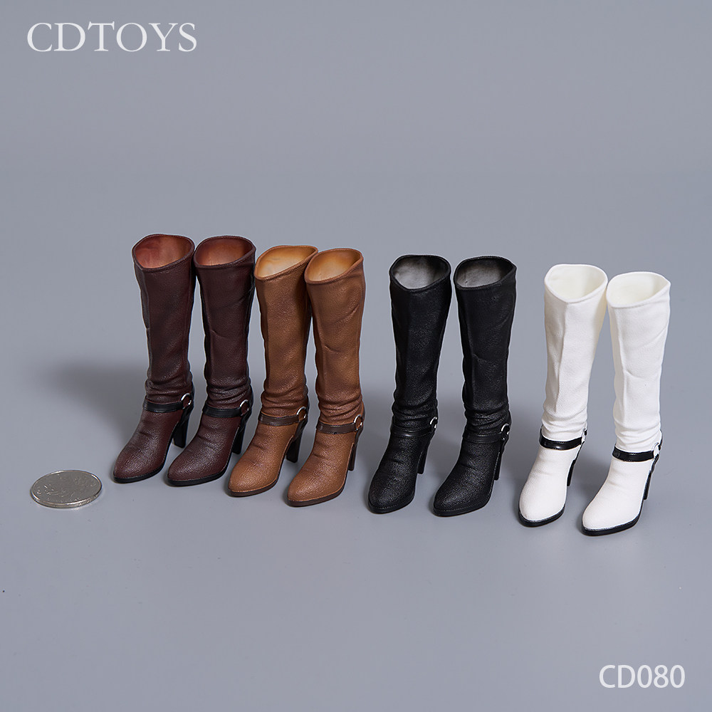 现货 cdtoys CD080 1/6女兵人实心高跟鞋中筒靴子模型