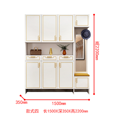 入门轻奢到顶鞋柜衣帽衣架一体进门靠墙带镜子换鞋凳家用门口坐凳