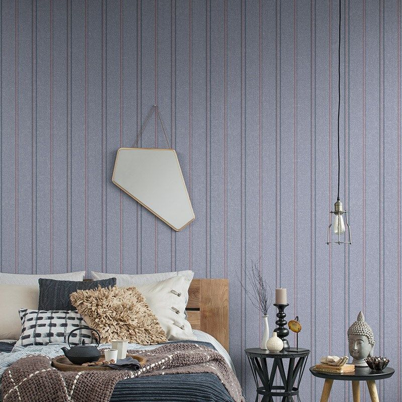 北欧无纺布现代简约灰色米白竖条纹壁纸客厅卧室背景墙墙纸非自粘
