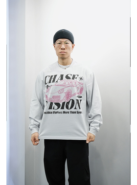 ZEKE LAB「追逐目标」运动健身长袖原创数码直喷纯棉宽松落肩上衣