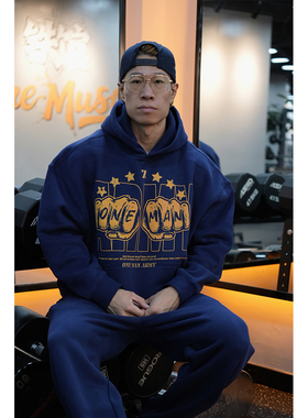 ZEKE LAB「一人为伍」加绒加厚套头连帽卫衣宽松廓形数码直喷帽衫