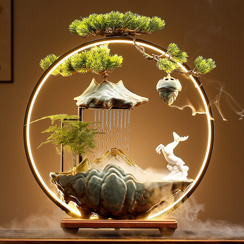 创意循环流水摆件客厅开业礼品