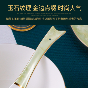 大号描金骨瓷勺子陶瓷汤勺汤匙调羹家用长柄大马戈勺汤锅配套勺子