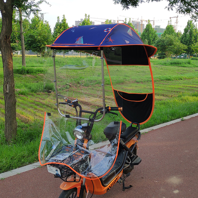 电动车雨棚蓬摩托车防晒黑胶遮阳伞小型电车防雨挡风罩电瓶车雨棚