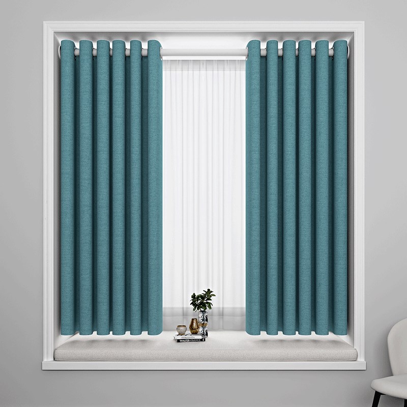 免打孔窗帘全遮光阳布出租房卧室简易帘子门帘送伸缩杆窗帘杆整套