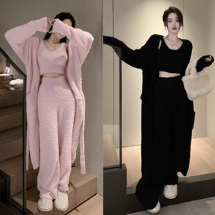 毛茸茸温暖时尚睡衣套装 女 2025新款甜美慵懒性感高级法式家居服