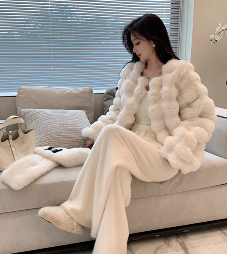 韩版毛茸茸皮草外套温柔