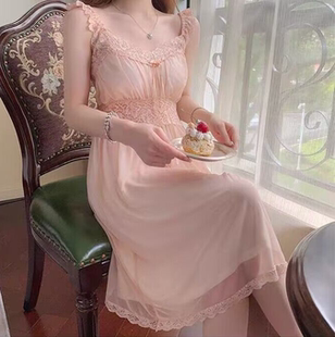 24夏新 温柔风公主蕾丝边优雅睡裙 收腰朦胧感娇美连衣裙浪漫睡衣