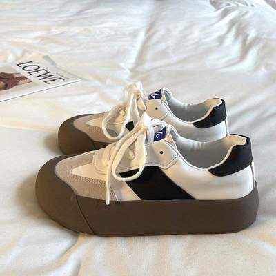 德训板鞋大码女鞋41到43肥脚复古平底休闲小白鞋子运动秋季显脚小