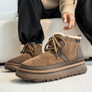 3875秋冬新款加棉雪地靴男女情侣厚底增高冬季棉鞋严寒防冻加绒鞋