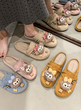 可爱卡通雪莉玫包头拖鞋女款2025春夏季时尚百搭舒适一脚蹬勃肯鞋