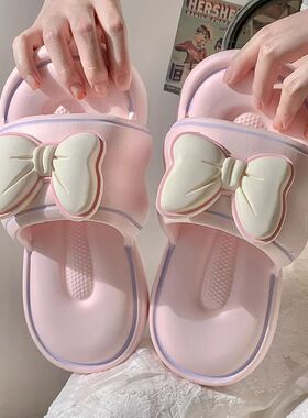 新款蝴蝶结凉拖鞋女夏季网红时尚外穿踩屎感软底室内家居防滑凉拖