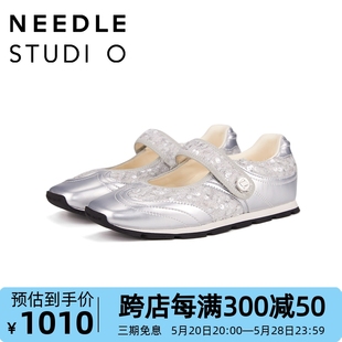 平底芭蕾舞鞋 NEEDLE设计师品牌 WORKSHOP 魔术贴玛丽珍鞋 繁星银