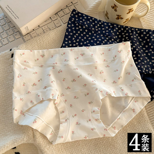 闺房私物夏季新款内裤女纯棉抑菌加长版裤裆亲肤中腰无痕平角裤