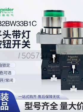 施耐德平头带灯按钮XB2BW33B1C自复位XB2BW34B1C绿色常开红色常闭