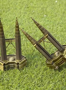 马来西亚吉隆坡双子塔模型摆件金属纪念品礼品东南亚经典建筑模型