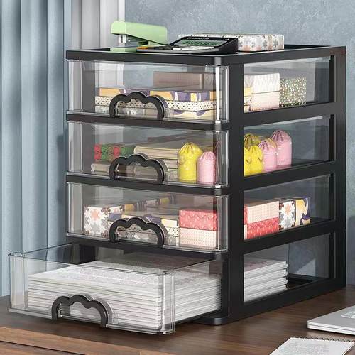 家用宿舍桌面收纳柜子抽屉多功能文具收纳整理箱化妆品透明储物盒