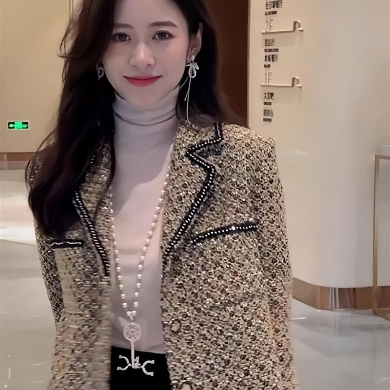 V领长袖小香风短款外套女2025春秋新款小个子名媛高级感开衫上衣