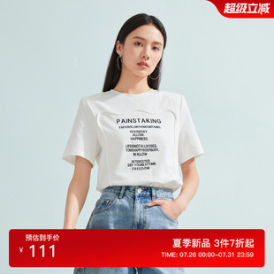 时髦小众圆领上衣 38赠品 佧茜文简约字母印花T恤潮流夏季 新款