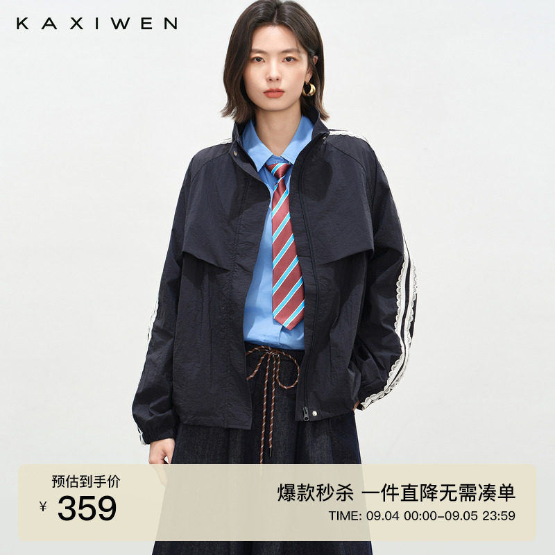 美式复古运动风宽松外套图片
