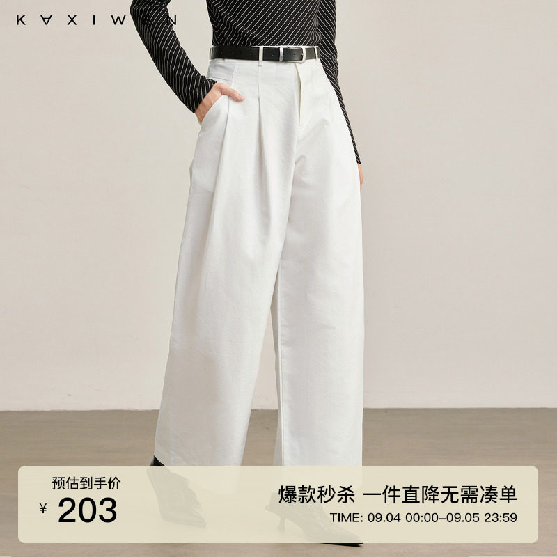 时尚通勤高腰阔腿休闲裤图片