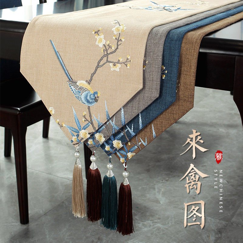 中式禅意刺绣桌旗向梦