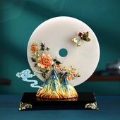 珐琅彩玉石平安扣摆件客厅酒柜电视柜玄关装 饰品乔迁开业新居礼品