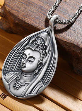 水滴牌观音项链潮复古民族风挂件大慈大悲观世音吊坠男女礼物首饰
