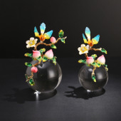 花开富贵玻璃摆件珐琅彩玻璃摆件珐琅彩花开结籽摆件送人乔迁