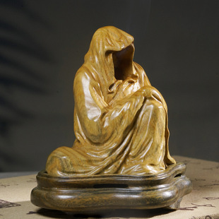 绿檀木雕摆件达摩坐禅实相无相茶道禅意摆饰工艺小件礼品雕刻